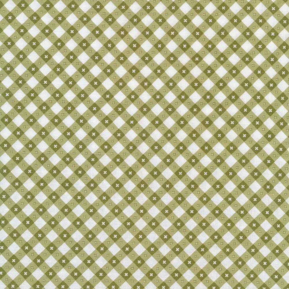 1/2 Yard Poppie Cotton Picnic Gingham Olive Fabric