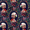 1/2 Yard Blank Quilting Cameo Appearance - Navy Cameos Fabric