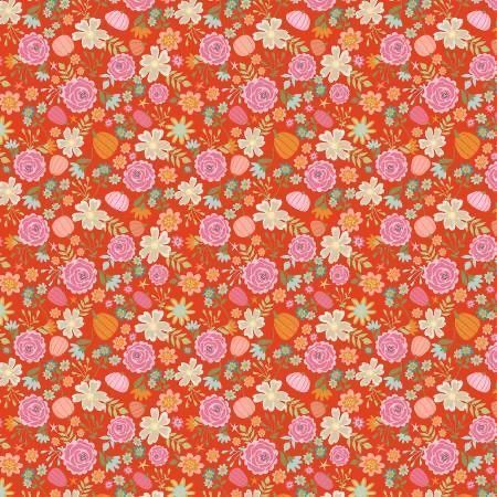 1/2 Yard Poppie Cotton - Kitty Loves Candy - Pretty Pumpkins Fabric
