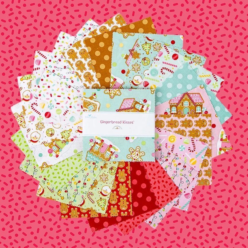 Riley Blake Gingerbread Kisses - Fabric Charm Pack - 42 Pieces - 5-Inch Squares