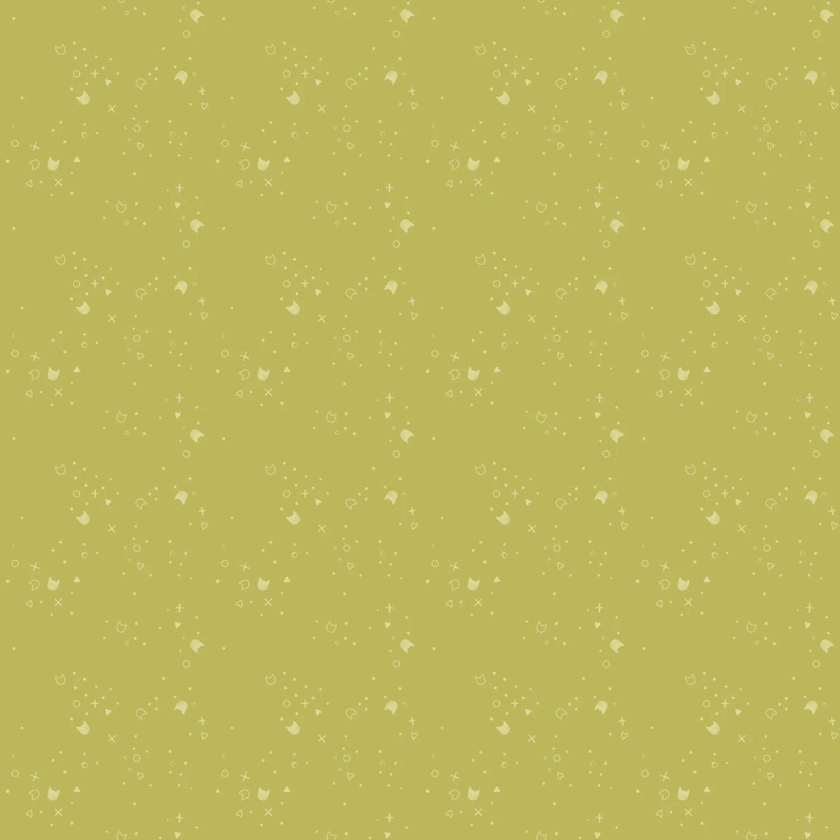 1/2 Yard Dear Stella Pammie Jane - Kitty Litter - Olive Fabric
