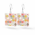 BloomBerry Leather Quilt Square Earrings