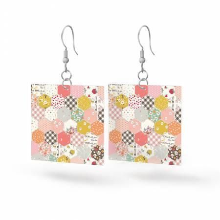 BloomBerry Leather Quilt Square Earrings