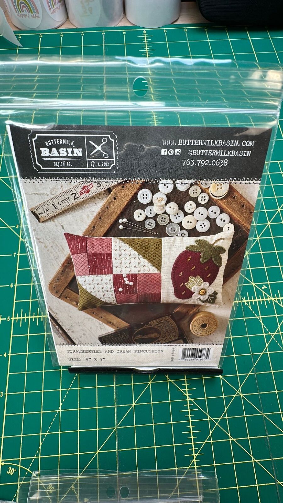 Strawberries and Cream Pincushion by Buttermilk Basin ￼