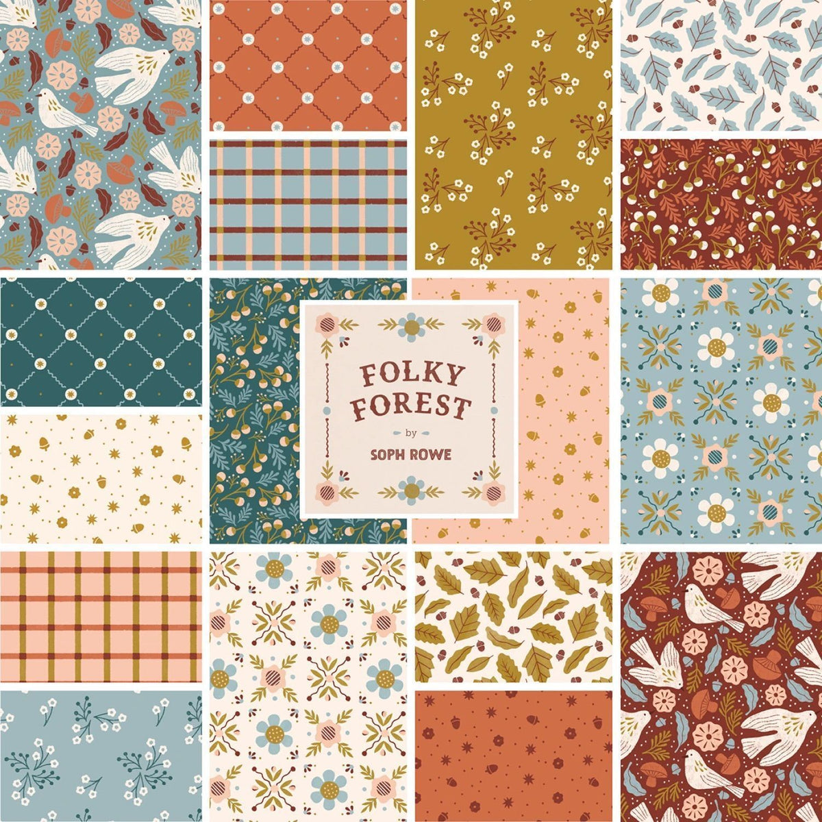 Cloud9 Folky Forest - Precut Fabric Charm Pack - 42 Pieces - 5-Inch Squares