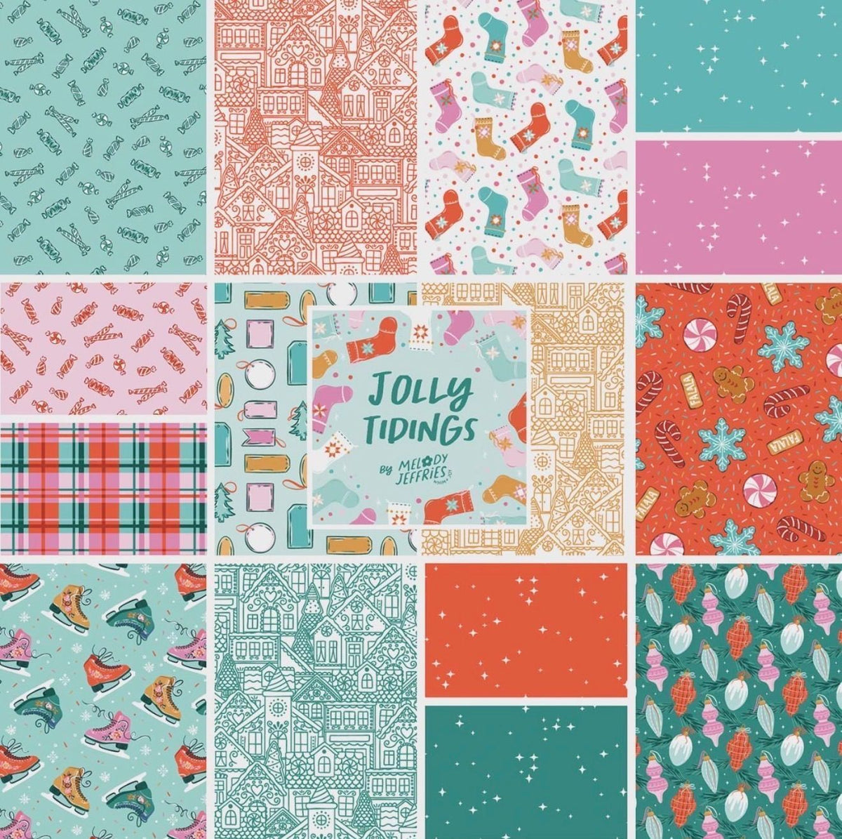 Cloud9 Jolly Tidings - Precut Fabric Charm Pack - 42 Pieces - 5-Inch Squares