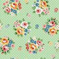 1/2 Yard Poppie Cotton - Flower Market Green - Bouquet Fabric