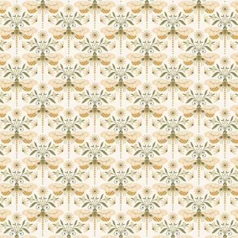 1/2 yard Cloud9 Serenity Garden Meadow Wings - 100% Organic Cotton Fabric