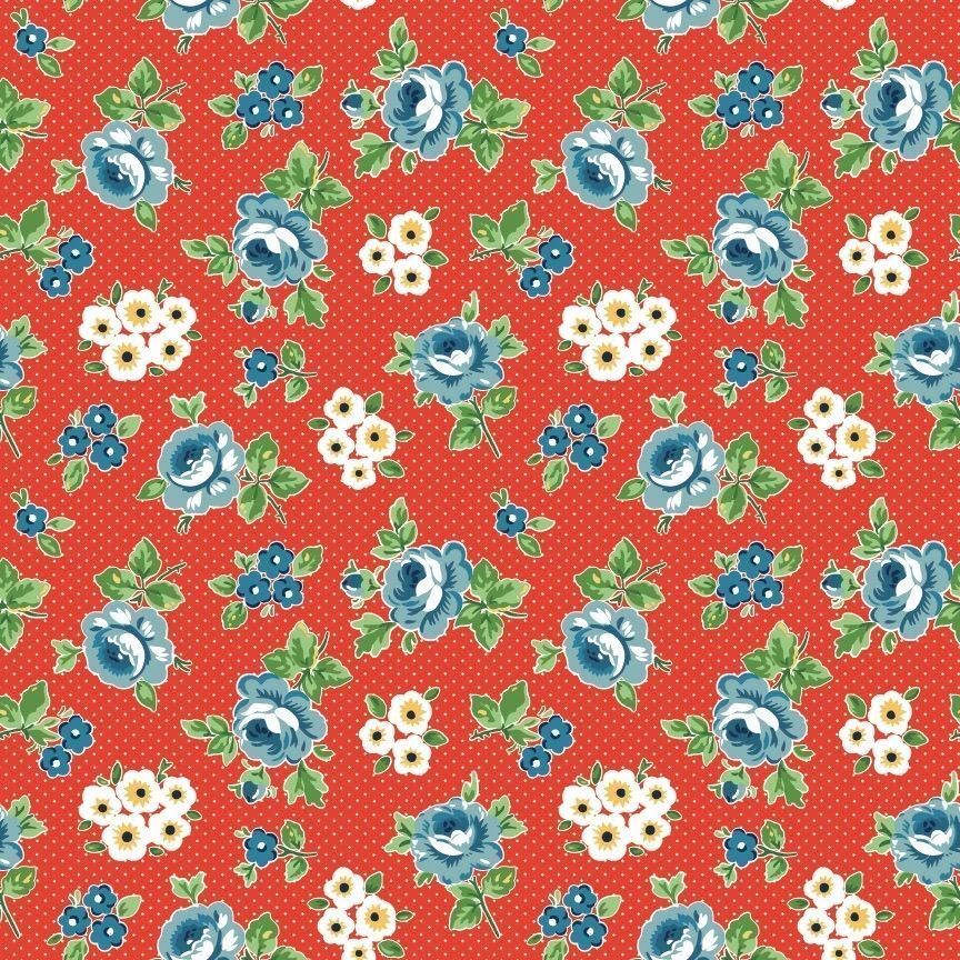 1/2 Yard Poppie Cotton - Flower Market Red - Hand Picked Fabric