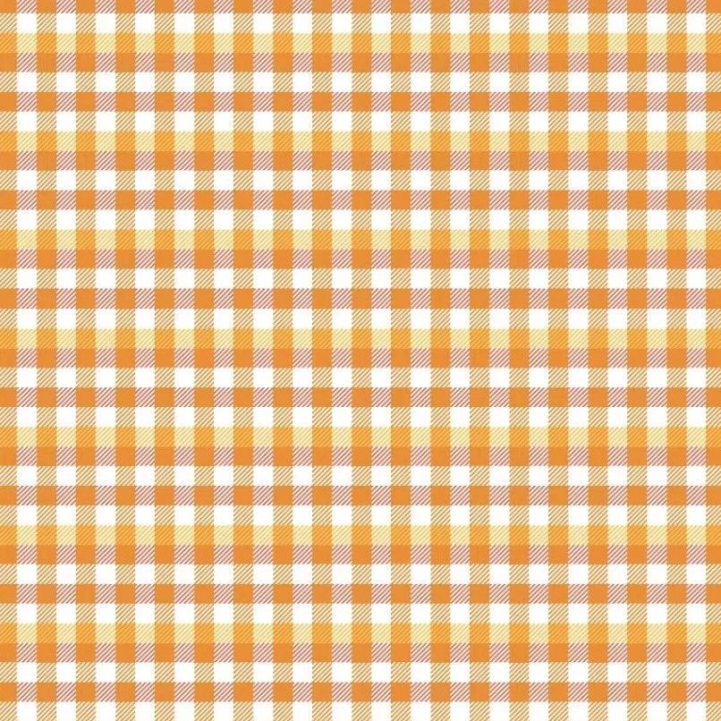 1/2 Yard Poppie Cotton - Kitty Loves Candy Orange - Plaid Fabric
