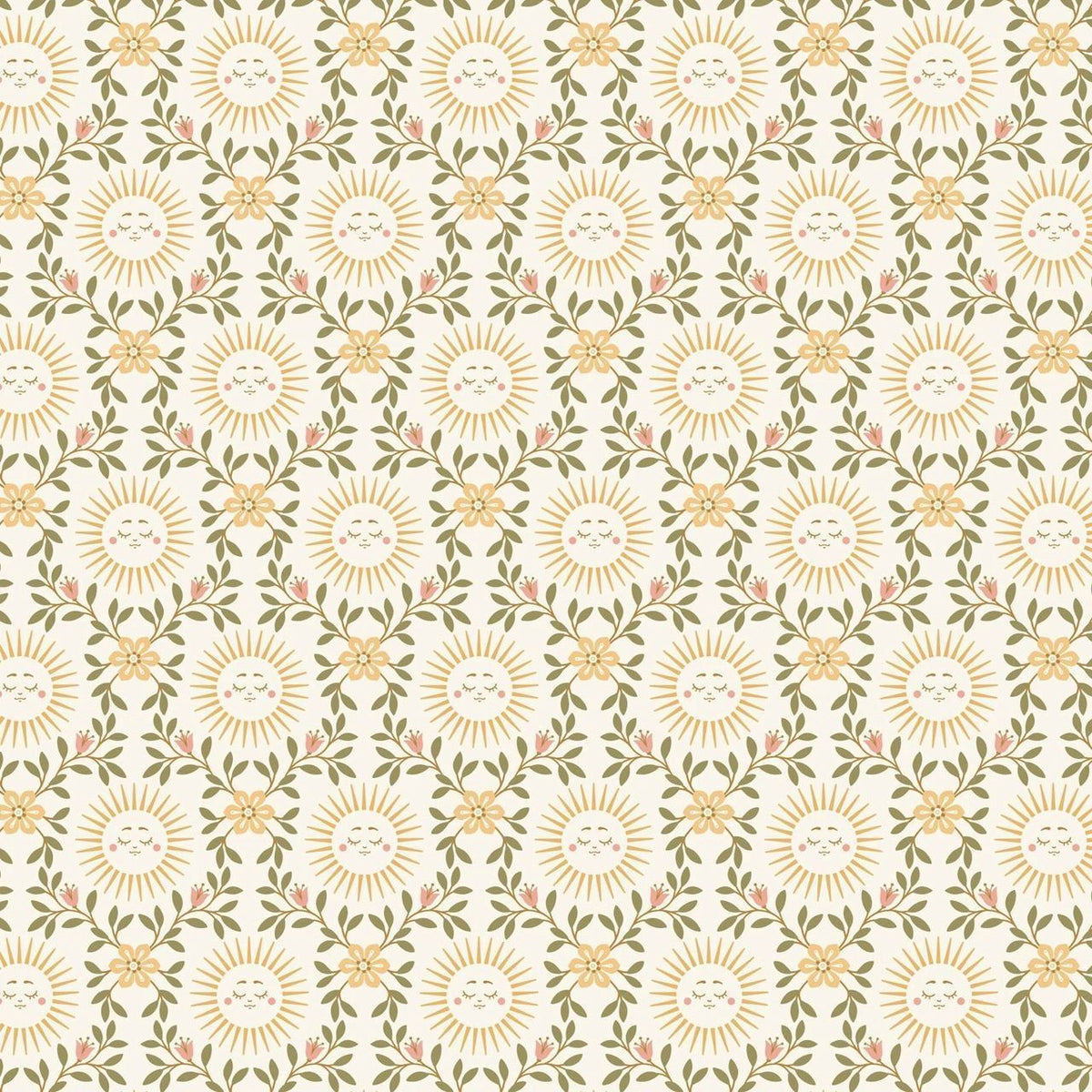 1/2 yard Cloud9 Serenity Garden Morning Light Sunburst - 100% Organic Cotton Fabric