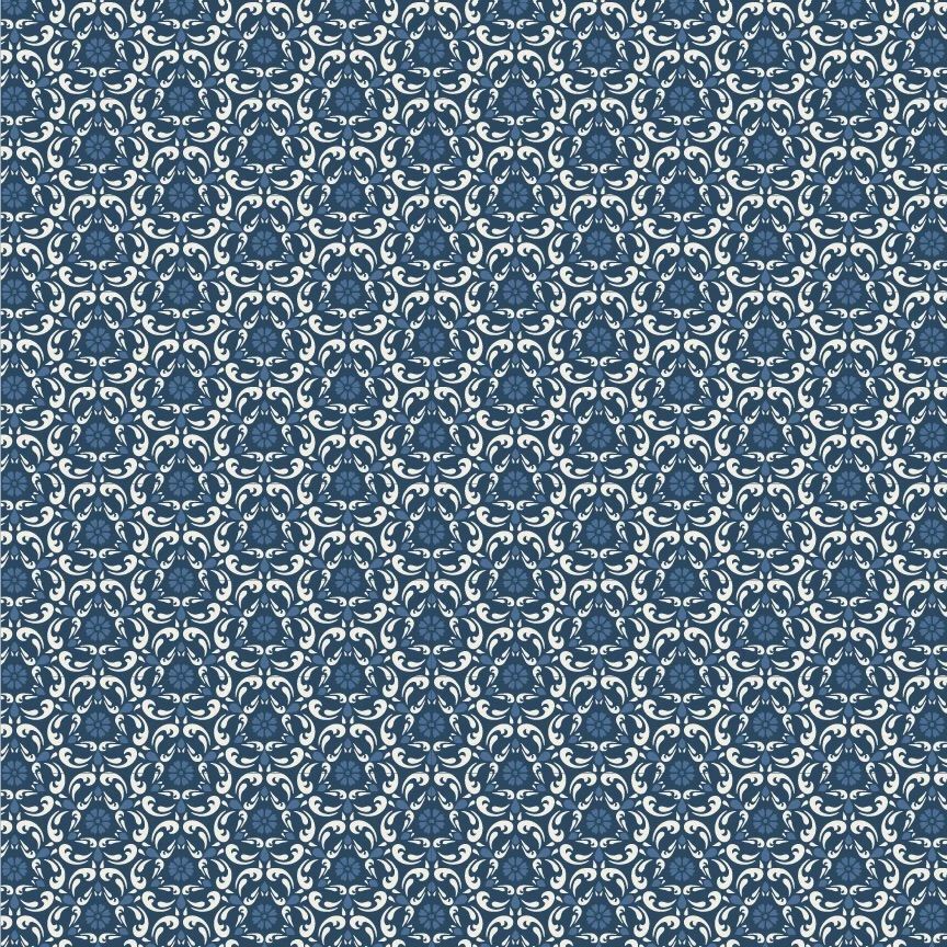 1/2 Yard Poppie Cotton Lakeland Blues- ￼Tri Damask Dark Fabric