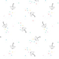 1/2 Yard Blank Quilting Lower the Volume - White Umbrellas with Multicolored Raindrop Fabric