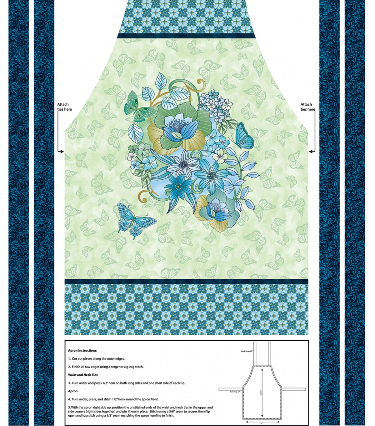 Benartex Butterfly Calypso - Apron Panel Fabric - 36-Inch