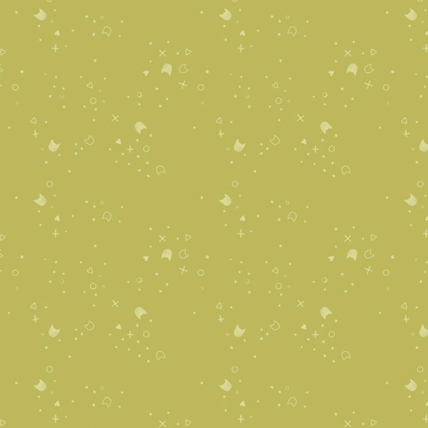 1 yd cut KITTY LITTER fabric- Olive- Pammie Jane Collection