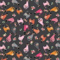 1/2 Yard Poppy Cotton - Kitty Loves Candy - Cats In Hats Black Fabric