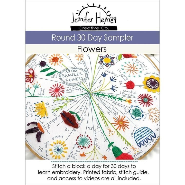 30 Day Sampler Hand Embroidery Kit - Flowers