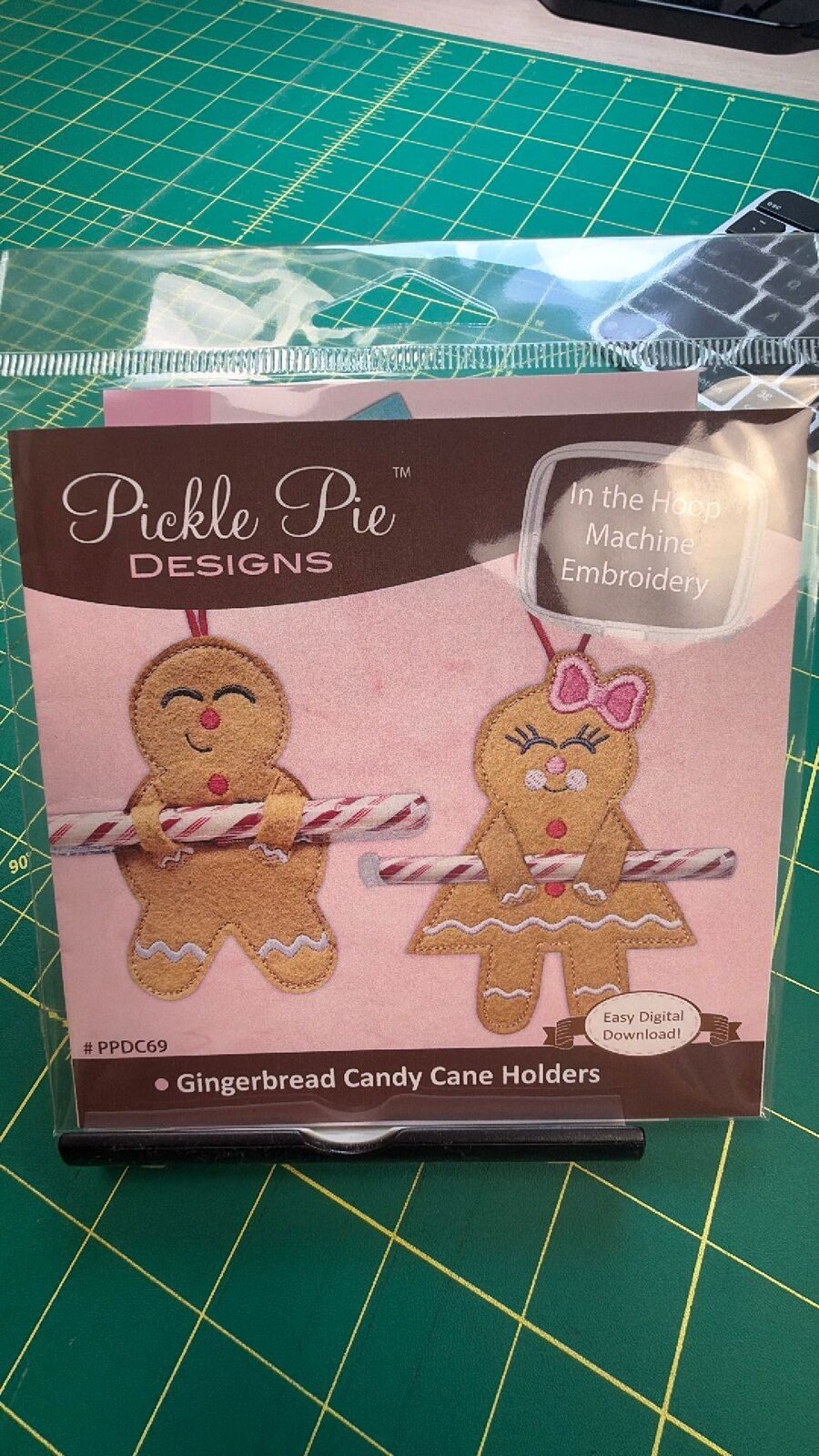 Gingerbread Candy Cane Holder In The Hoop Machine Embroidery Design Set