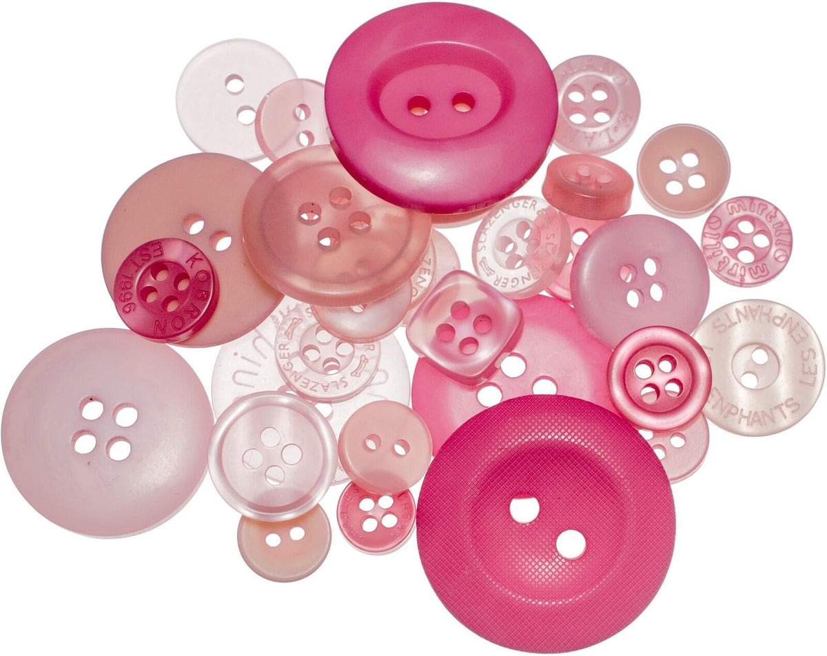 Buttons Galore Button Mason Jars-Pink Grapefruit