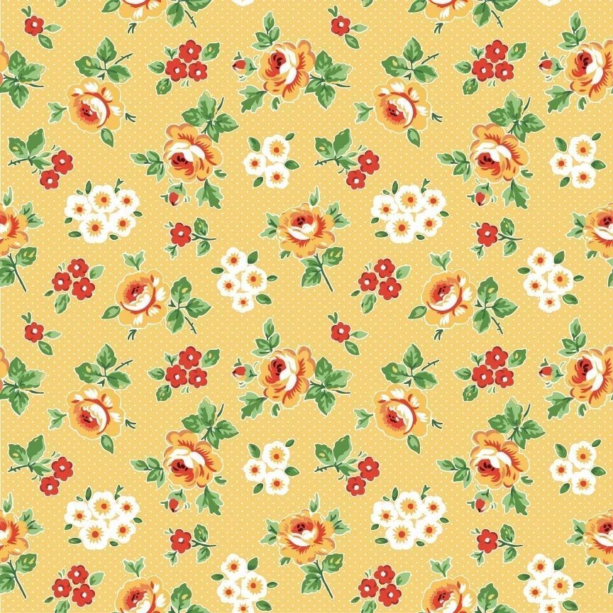 1/2 Yard Poppie Cotton - Flower Market Yellow - Hand  Picked Fabric