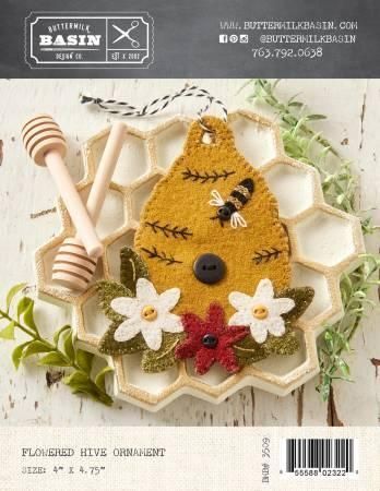 Flowered Hive Ornament felt Project Appliqué Pattern
