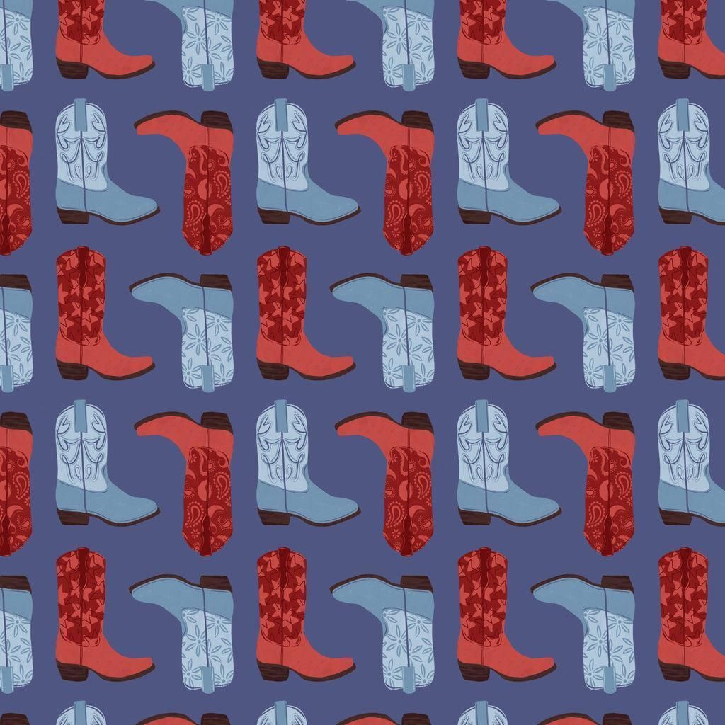 1/2 Yard Camelot Howdy Partner Collection - Cowboy Boots Fabric
