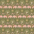 1/2 yard Cloud9 Serenity Garden Elephant Parade - 100% Organic Cotton Fabric